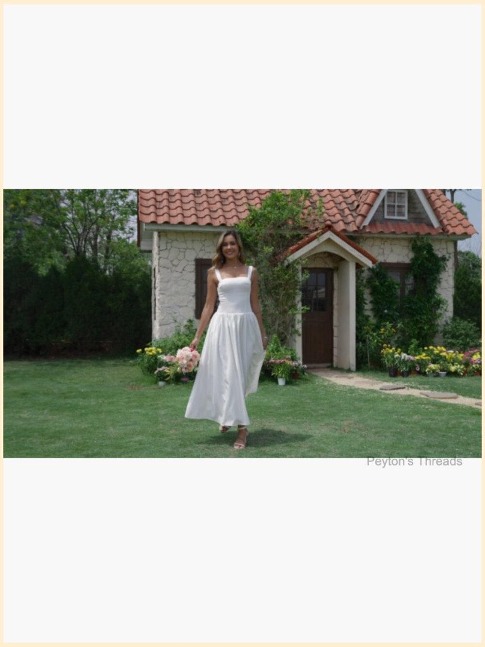 Flowy Square Neck Sleeveless Midi Dress with Pockets Wedding Guest - Picture 7 of 7